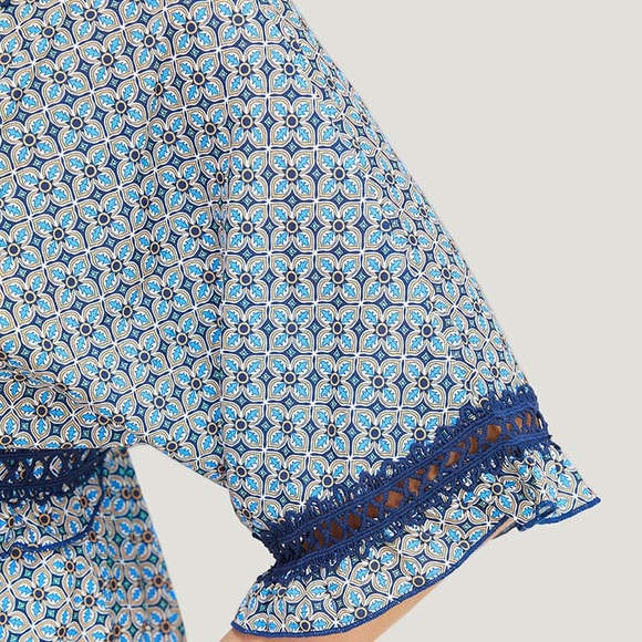 (A8) Bloomchic Bandana Dolman Sleeve Pockets Lace Ruffle Trim Dress, Sz 12, NWT - Picture 5 of 15